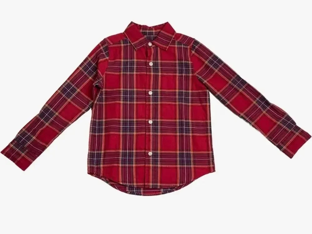 The Children's Place Boys Red Plaid Long Sleeve Button-Up Shirt Size XXL 16 NWT